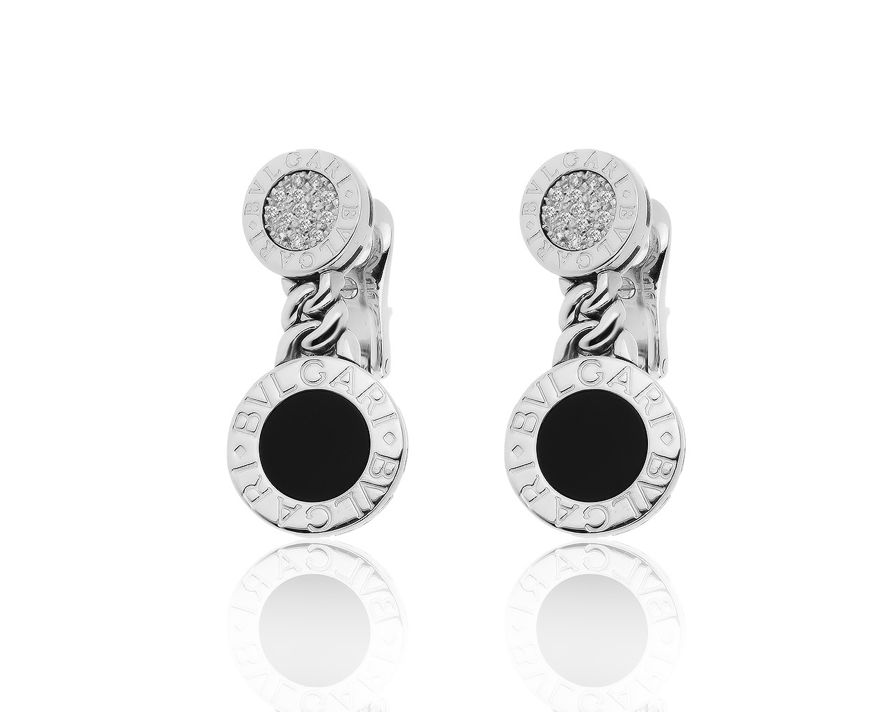 Оригинальные золотые серьги с ониксом Bvlgari 281019/14