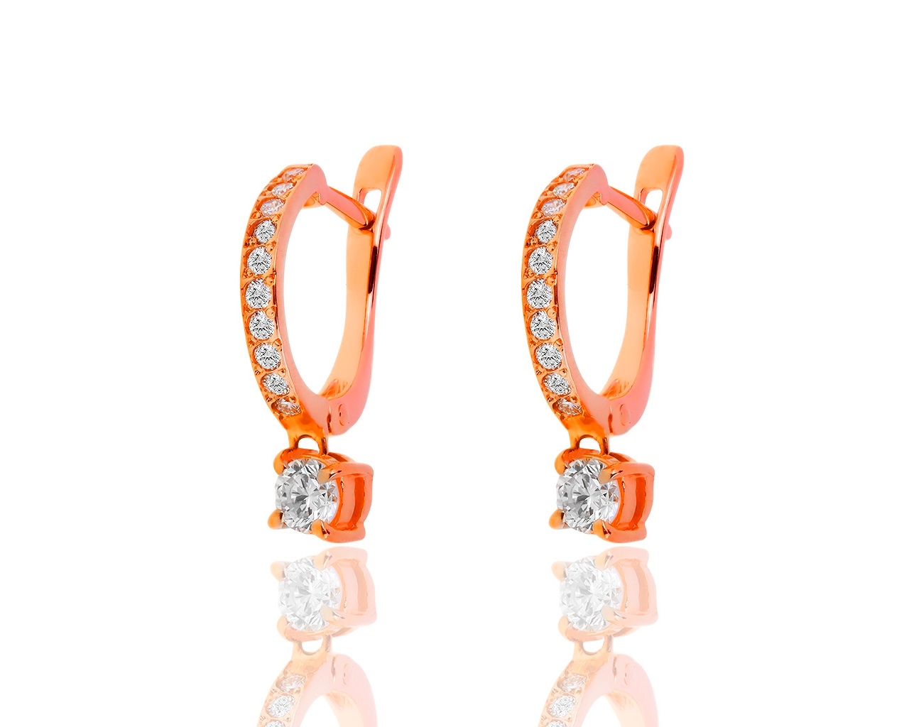 Оригинальное золотые серьги с бриллиантами 0.62ct ЭПЛ Якутские бриллианты 200319/2