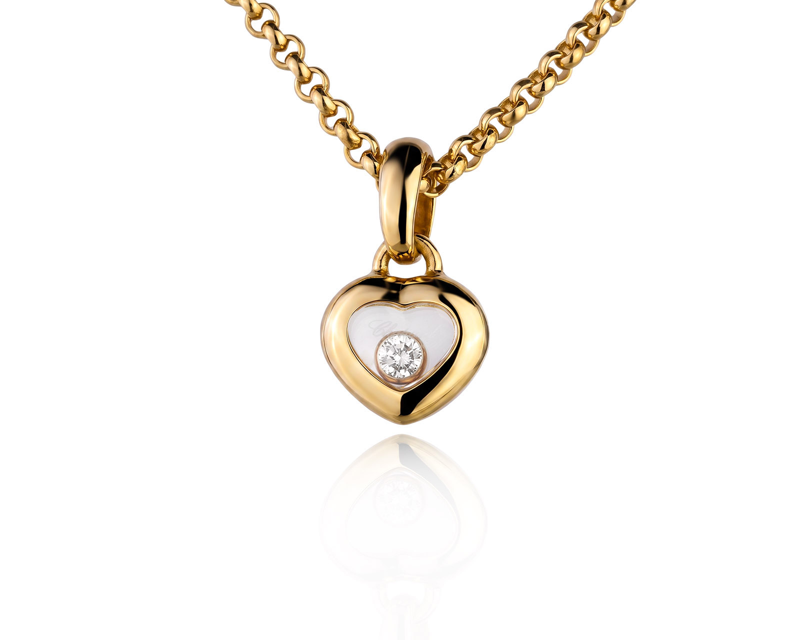 Оригинальный золотой кулон с бриллиантом 0.05ct Chopard Happy Diamonds 060726/2