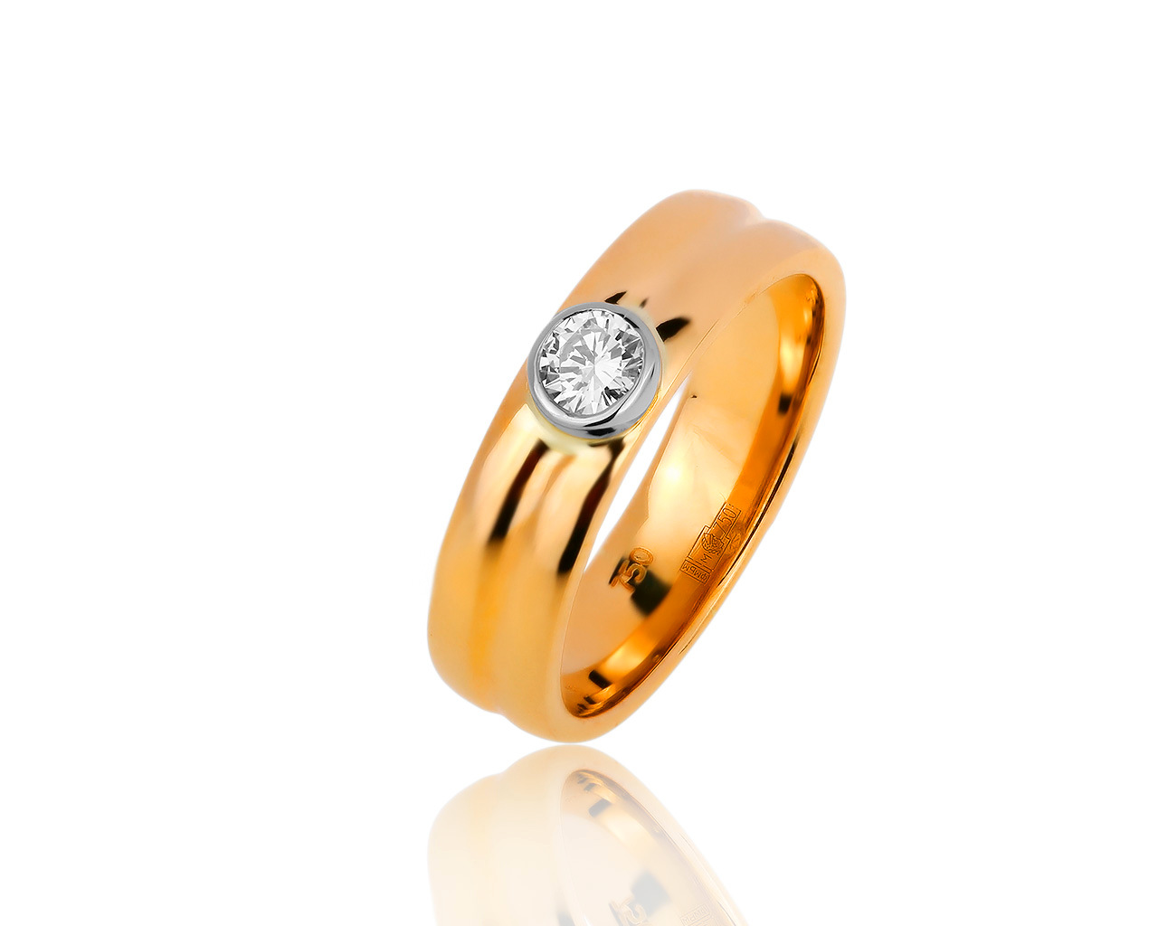Богатое золотое кольцо с бриллиантом 0.16ct 100518/15 Богатое золотое кольцо с бриллиантом 0.16ct 100518/15