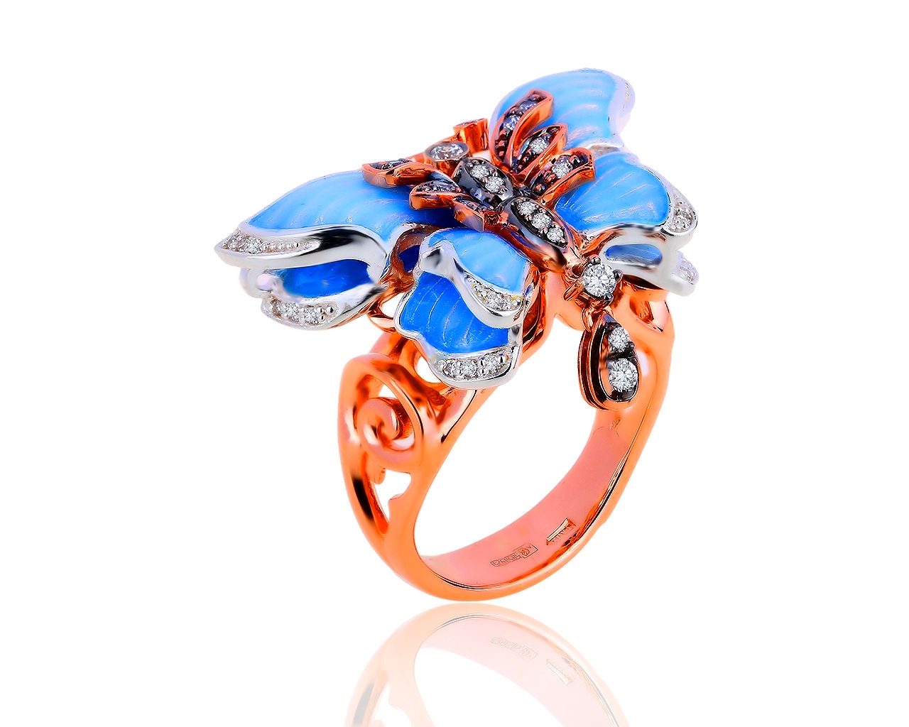 Праздничное золотое кольцо с бриллиантами 0.30ct 151019/2