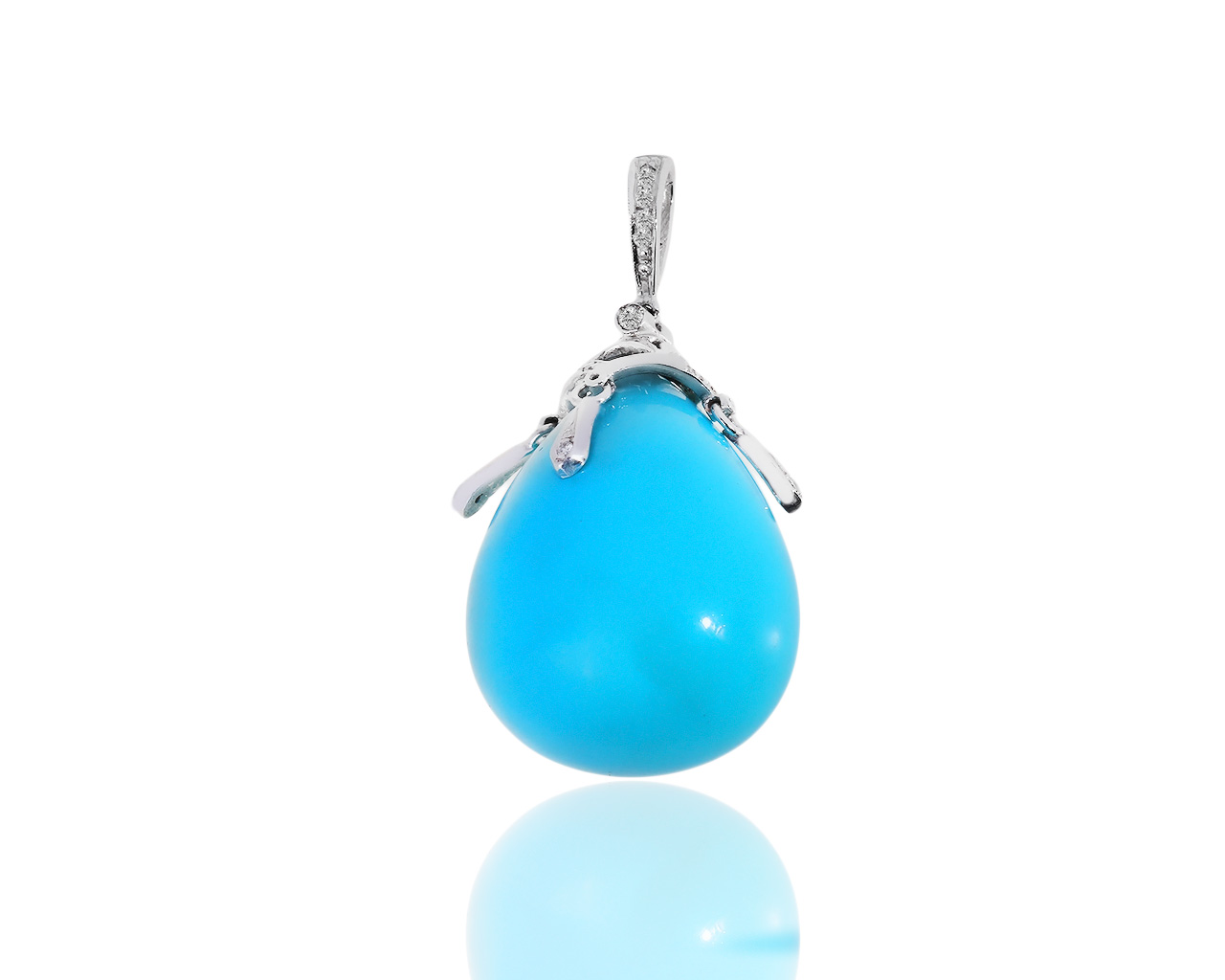 Итальянский золотой кулон с бирюзой и бриллиантами 0.13ct 120319/4