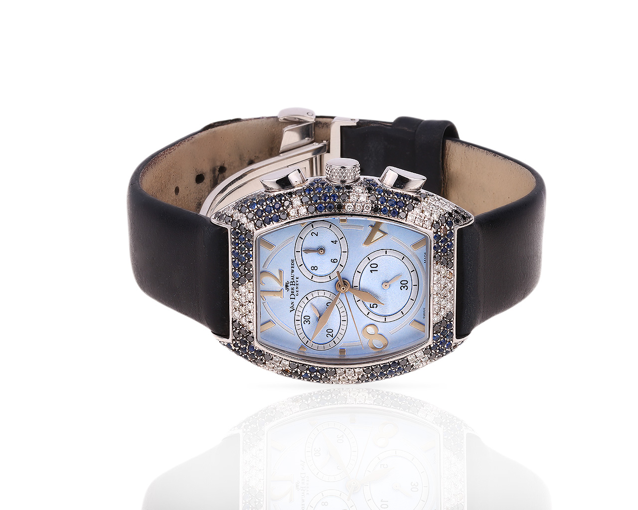 Часы с бриллиантами 1.01ct и сапфирами 2.40ct Van Der Bauwede 180418/5