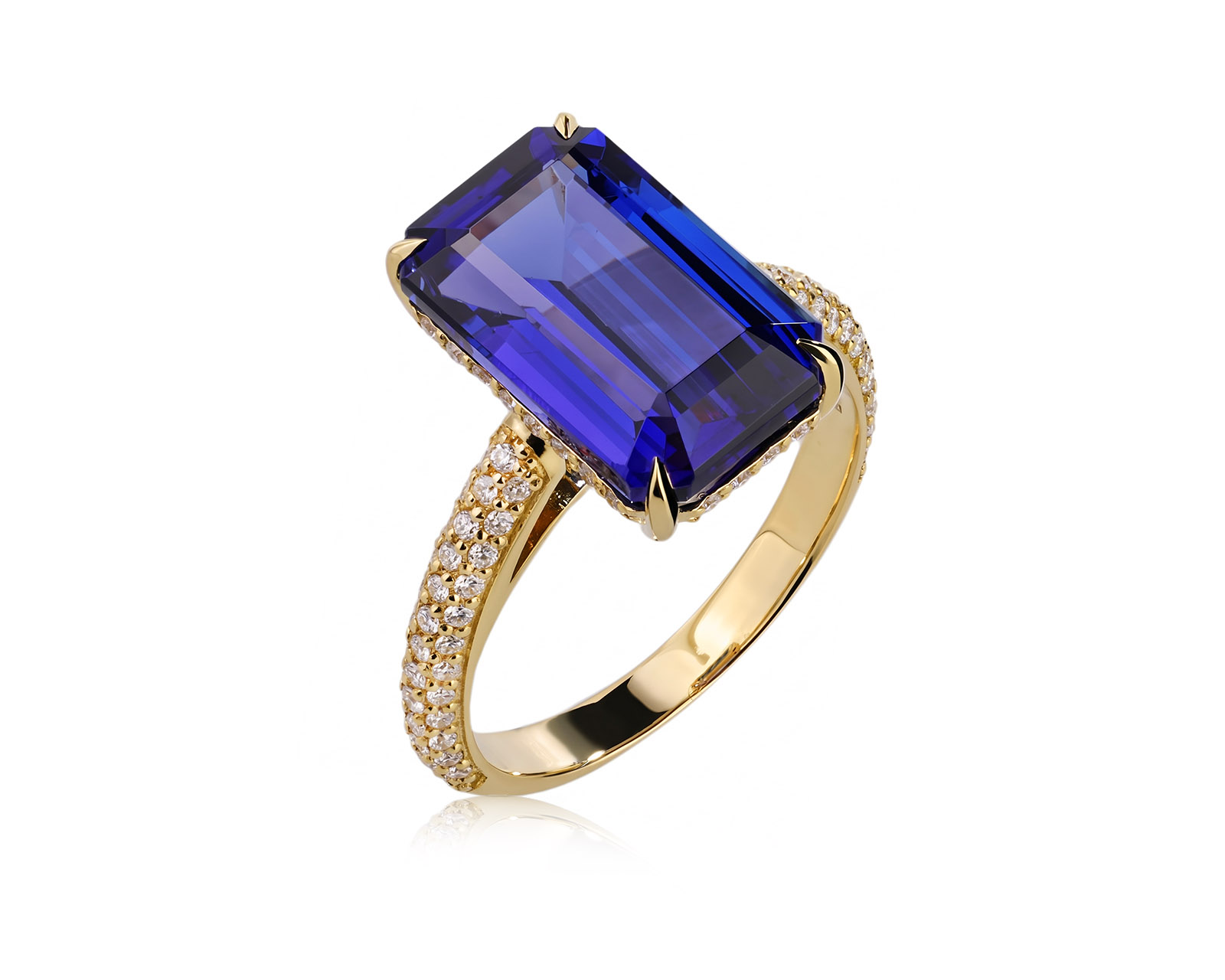 Золотое кольцо с танзанитом 8.25ct и бриллиантами 0.43ct Evgeny Matveev 150926/Б364