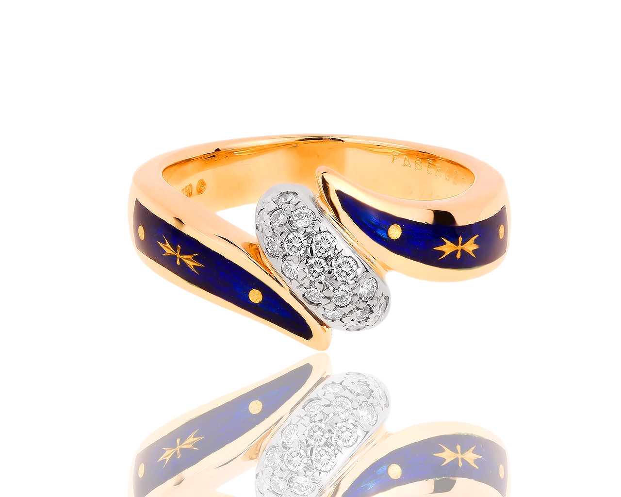 Золотое кольцо с эмалями и бриллиантами 0.20ct Faberge 130818/7