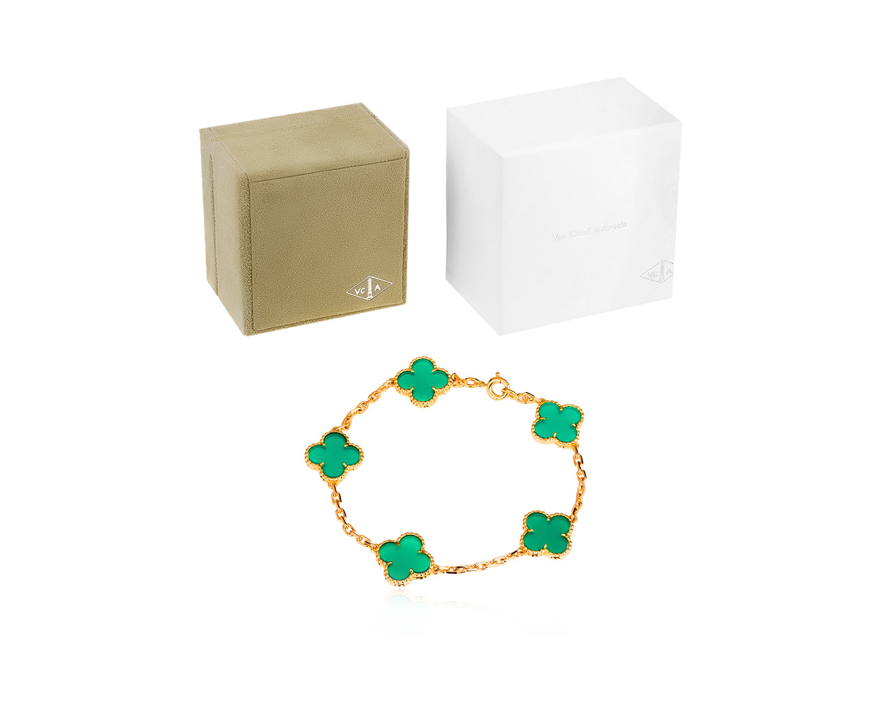 Золотой браслет с халцедоном Van Cleef&Arpels Vintage Alhambra