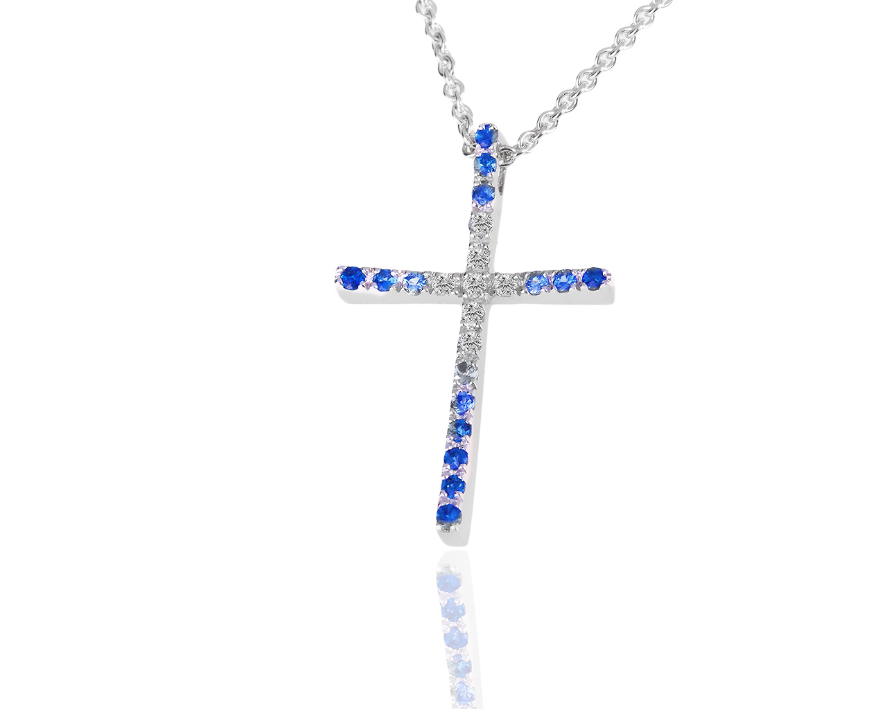 Золотой крест с бриллиантами и сапфирами 0.30ct Carl Boucherer 090419/14 Золотой крест с бриллиантами и сапфирами 0.30ct Carl Boucherer 090419/14