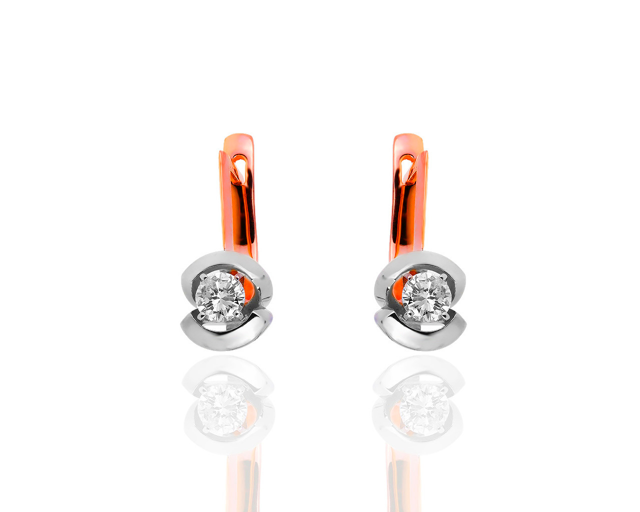 Классические золотые серьги с бриллиантами 0.68ct 170519/6