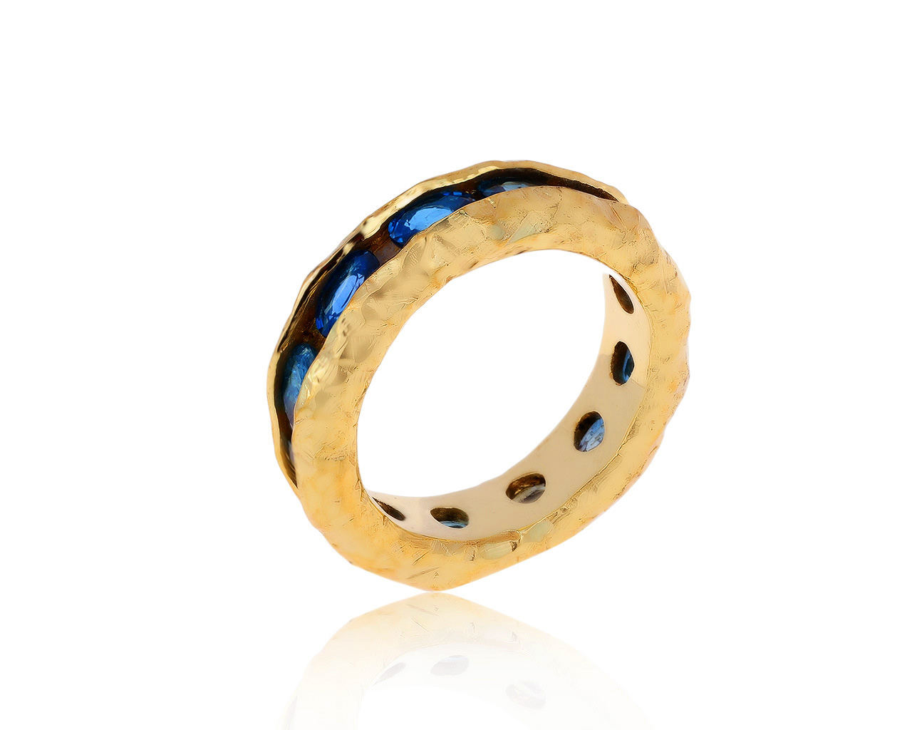 Оригинальное золотое кольцо с сапфирами 7.20ct German Kabirski