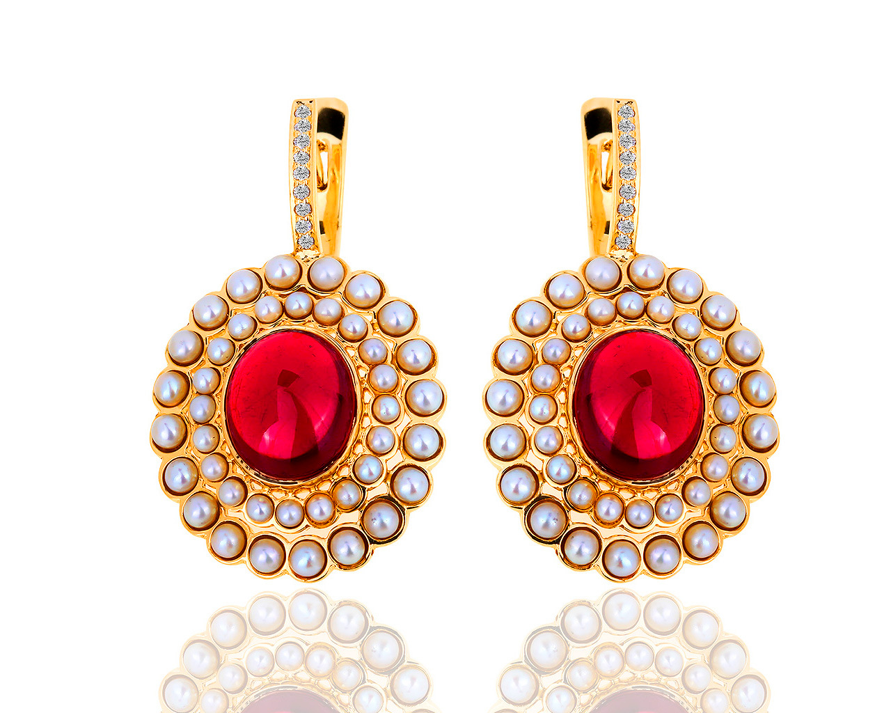 Золотые серьги с турмалинами и бриллиантами 0.10ct 280119/31