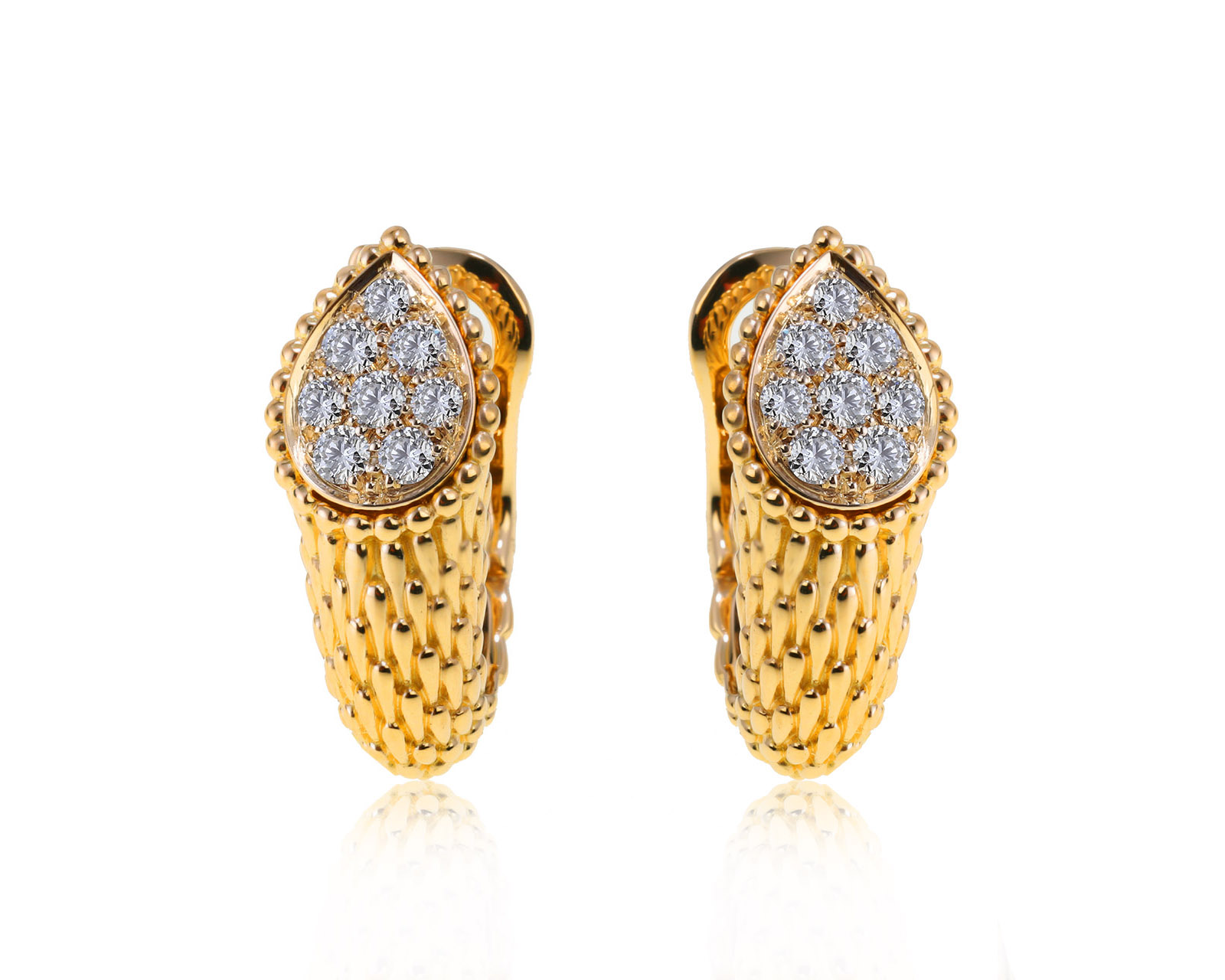 Оригинальные золотые серьги с бриллиантами 0.67ct Boucheron Serpent Bohème