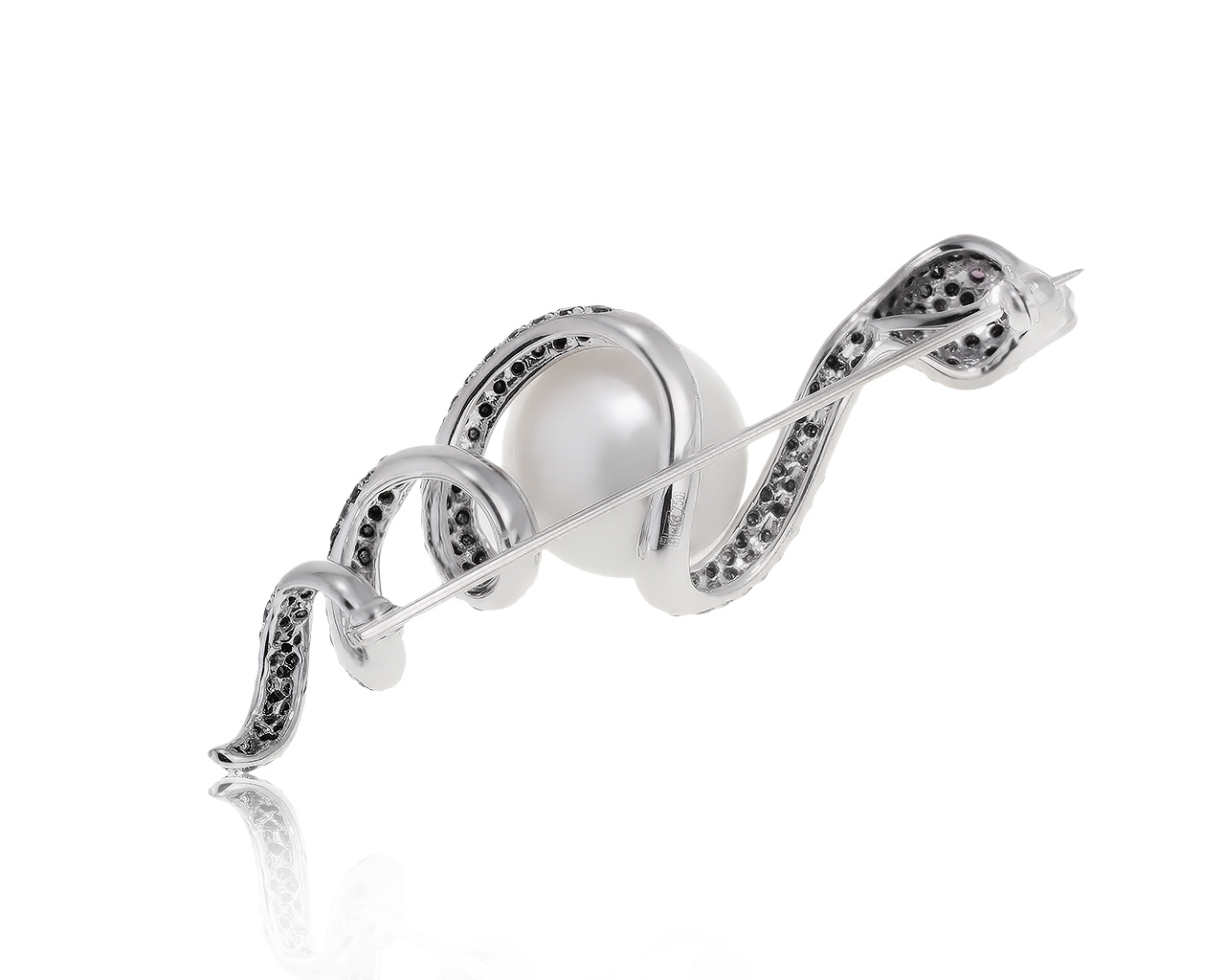 Роскошная золотая брошь с жемчугом 13.30 мм