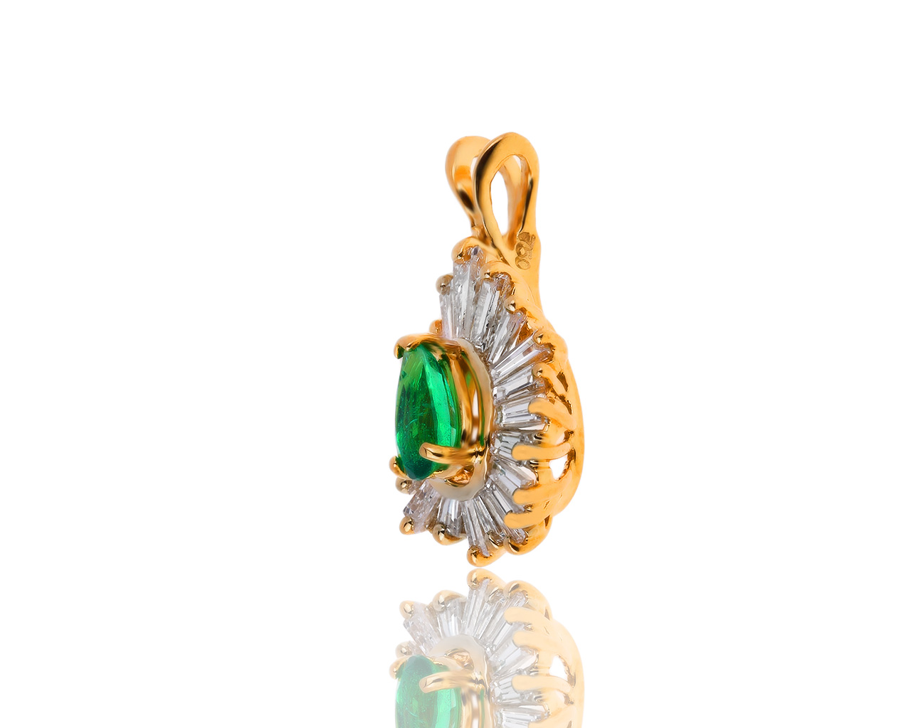 Богатый золотой кулон с изумрудом 0.40ct