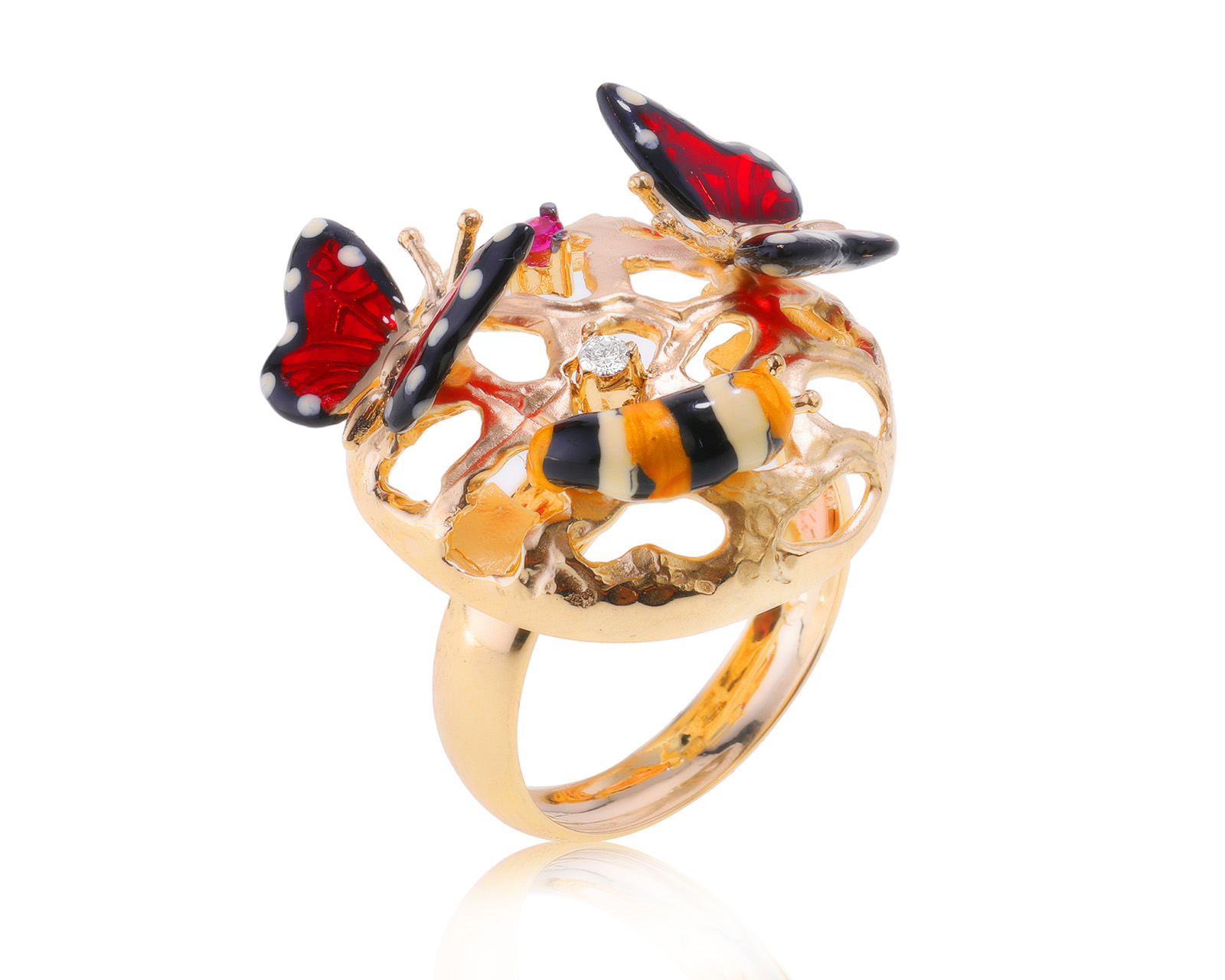 Оригинальное золотое кольцо Roberto Bravo Monarch Butterfly 021023/1