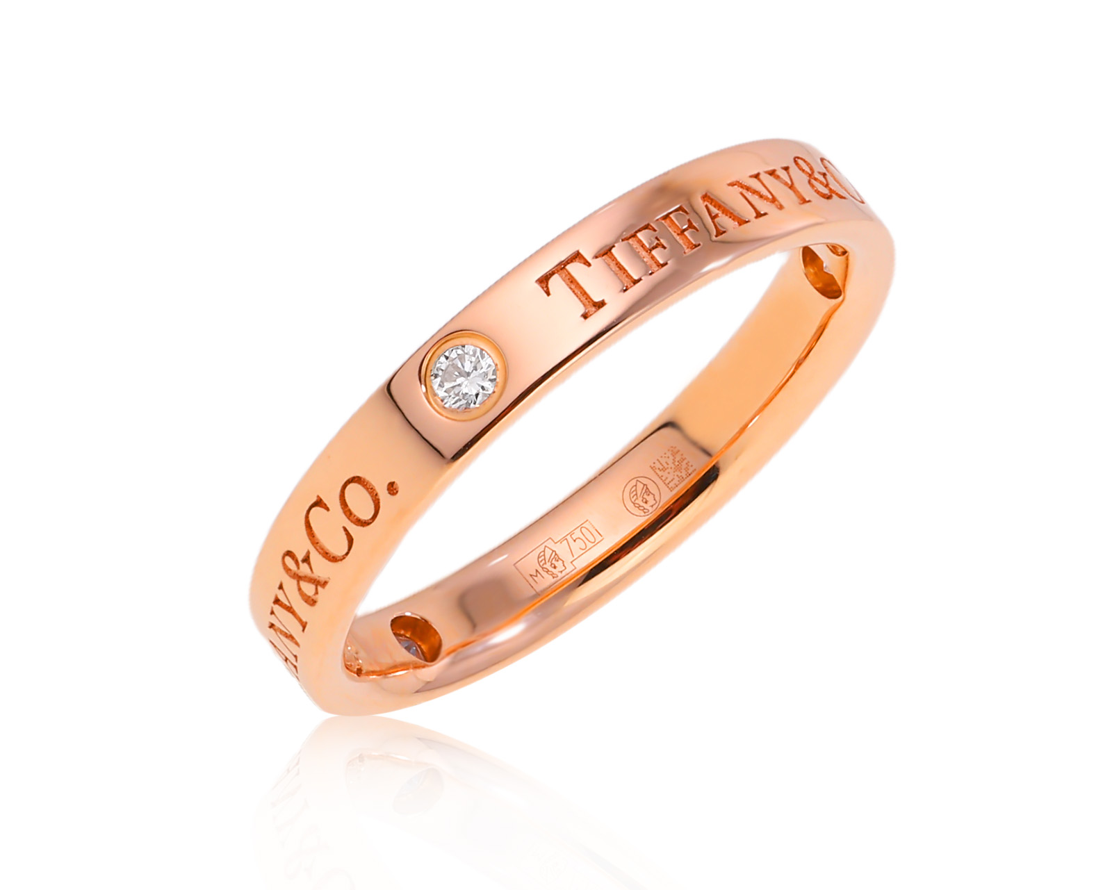 Оригинальное золотое кольцо с бриллиантами 0.07ct Tiffany&Co Band 150825/1