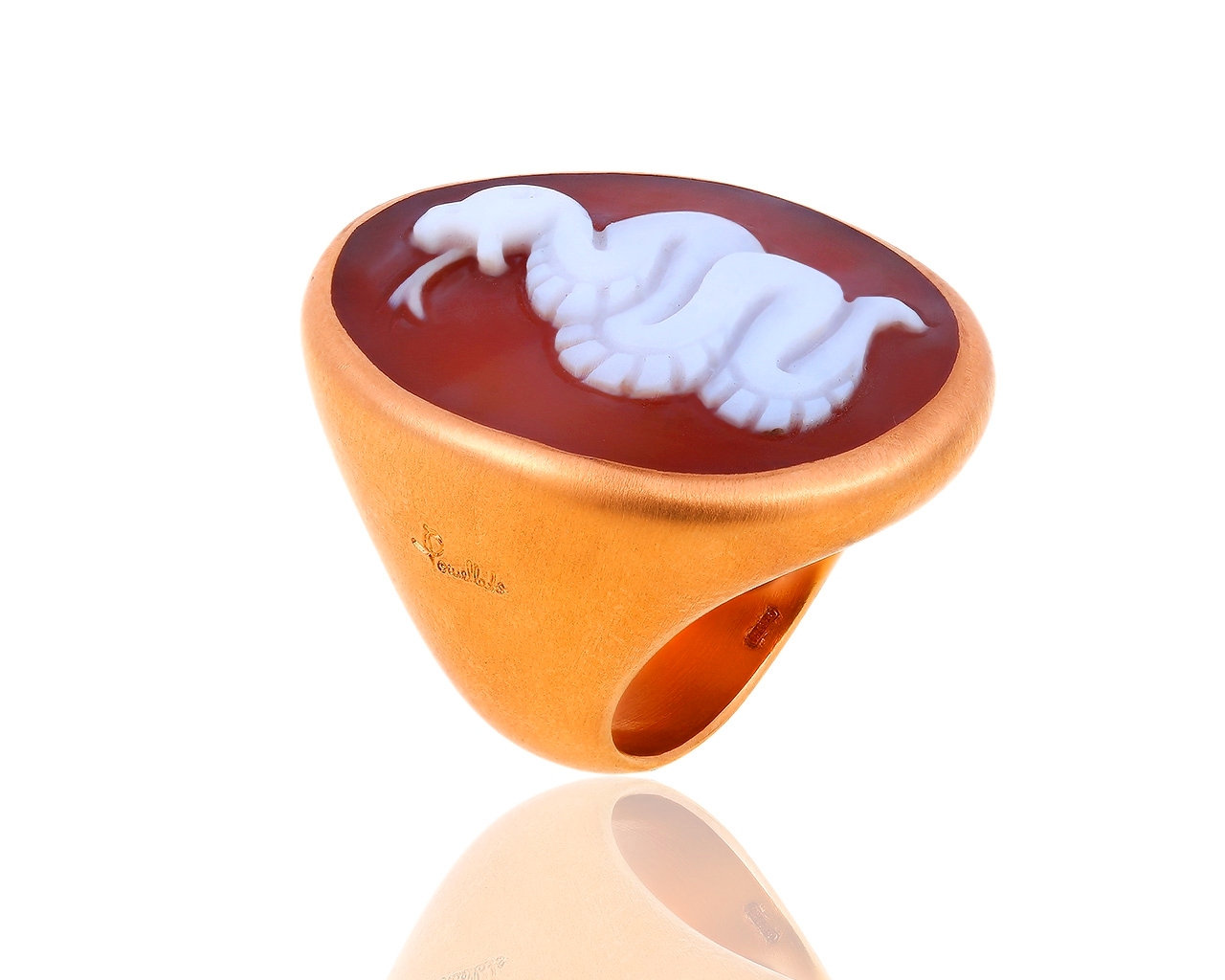 Оригинальное золотое кольцо Pomellato Eva Snake Cameo 021017/3