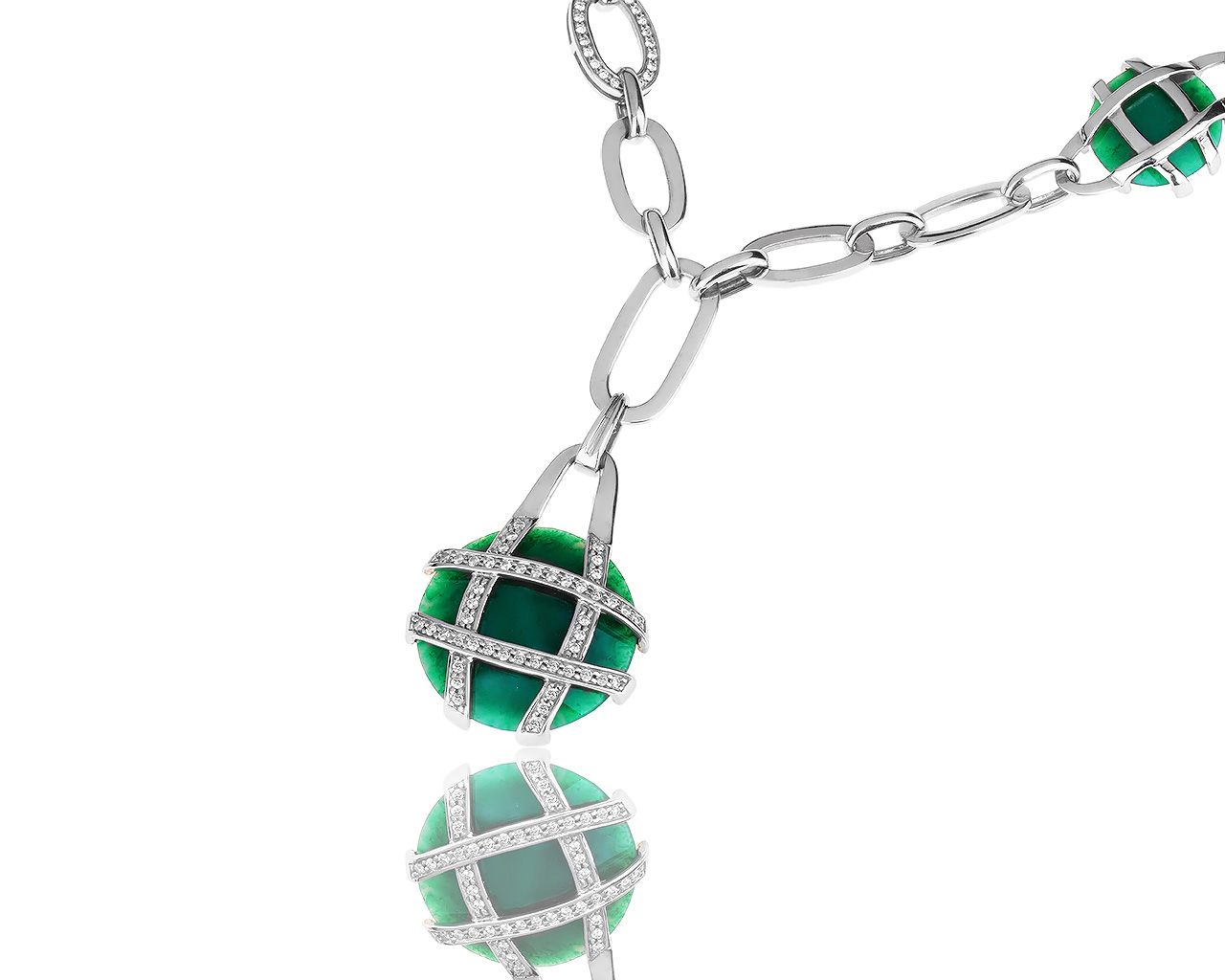 Золотое колье с халцедоном и бриллиантами 0.50ct 250718/18