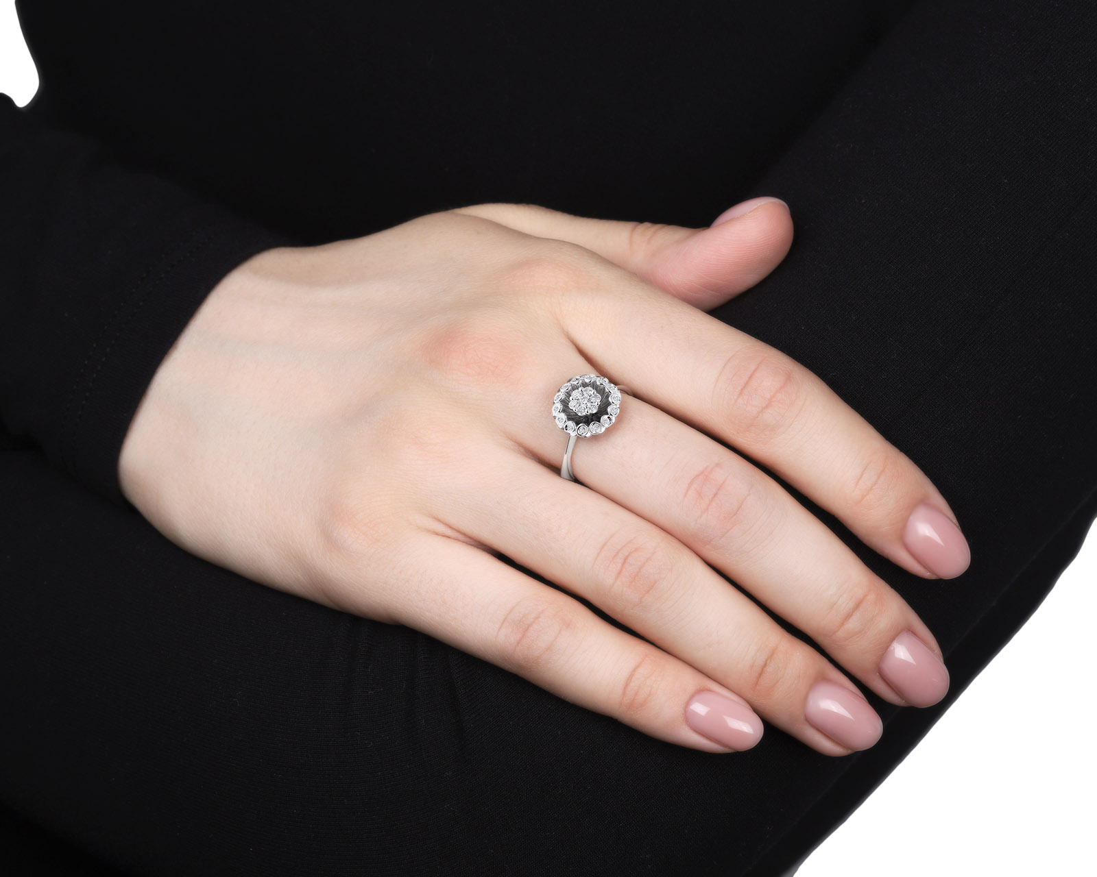Модное золотое кольцо с бриллиантами 0.35ct