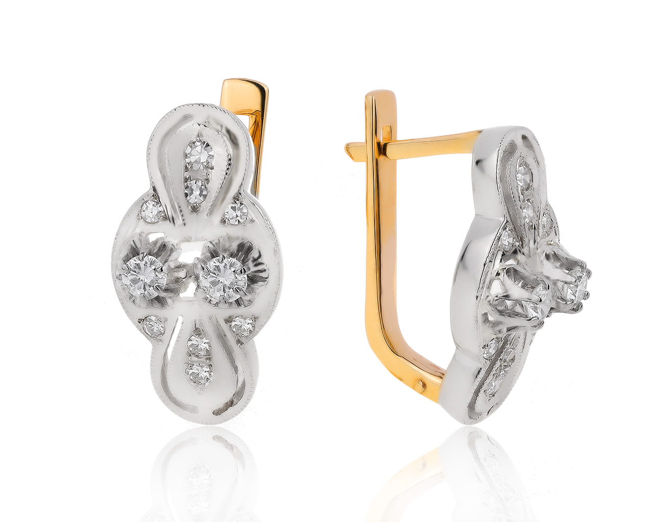 Изящные золотые серьги с бриллиантами 0.63ct