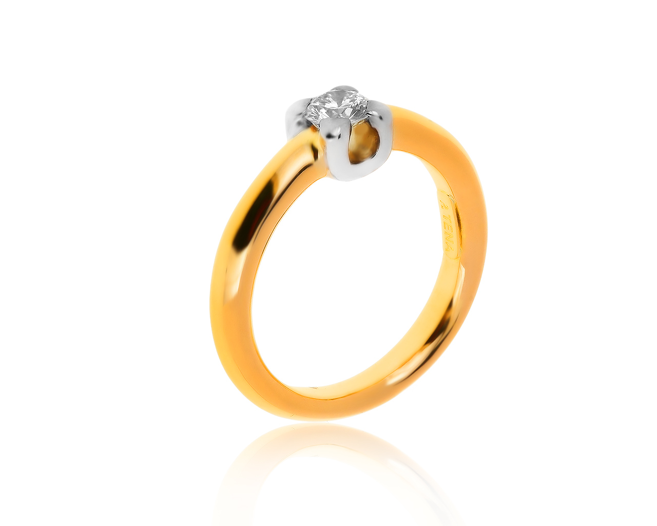Стильное золотое кольцо с бриллиантом 0.34ct
