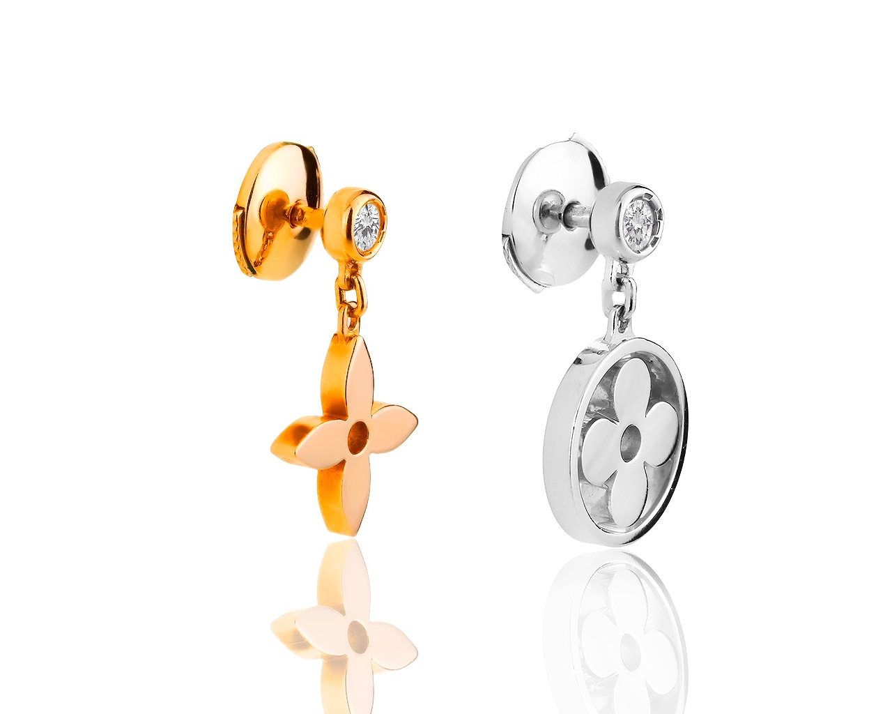 Золотые серьги с бриллиантами 0.07ct Louis Vuitton Blossom