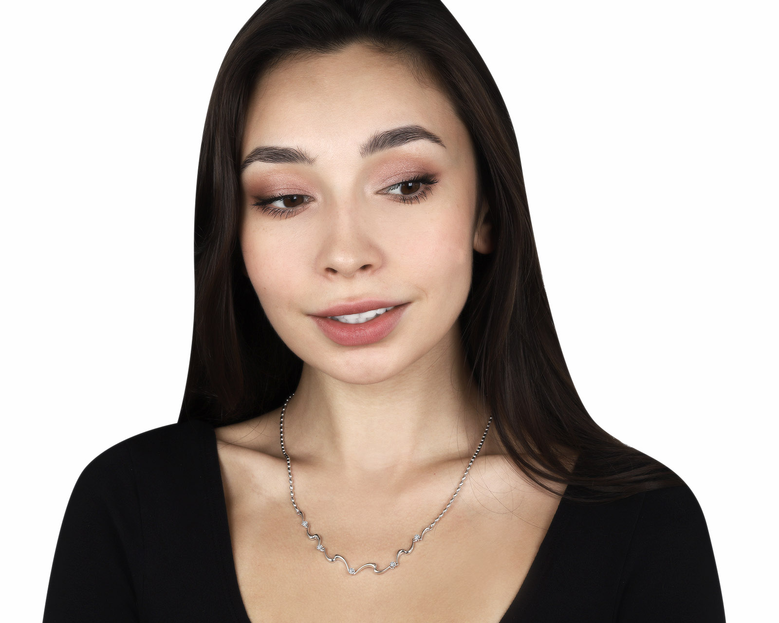 Женственное золотое колье с бриллиантами 0.35ct