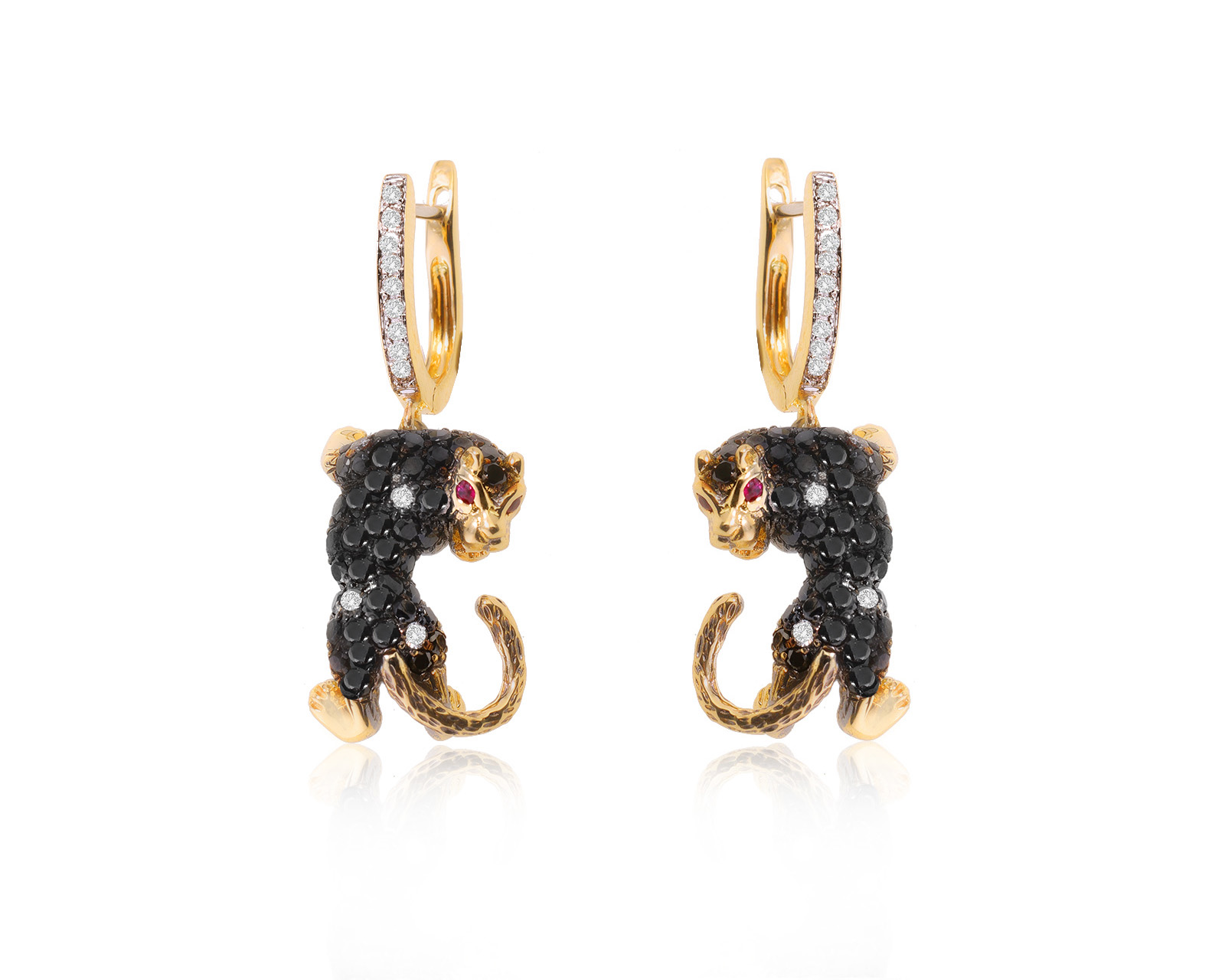 Золотые серьги с бриллиантами 1.59ct