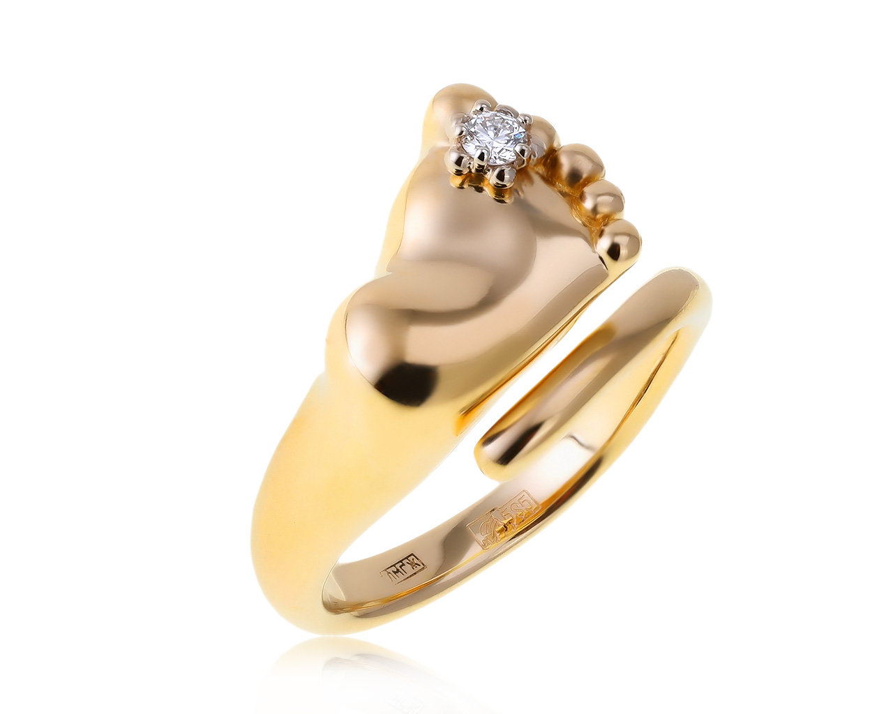 Очаровательное золотое кольцо с бриллиантом 0.07ct