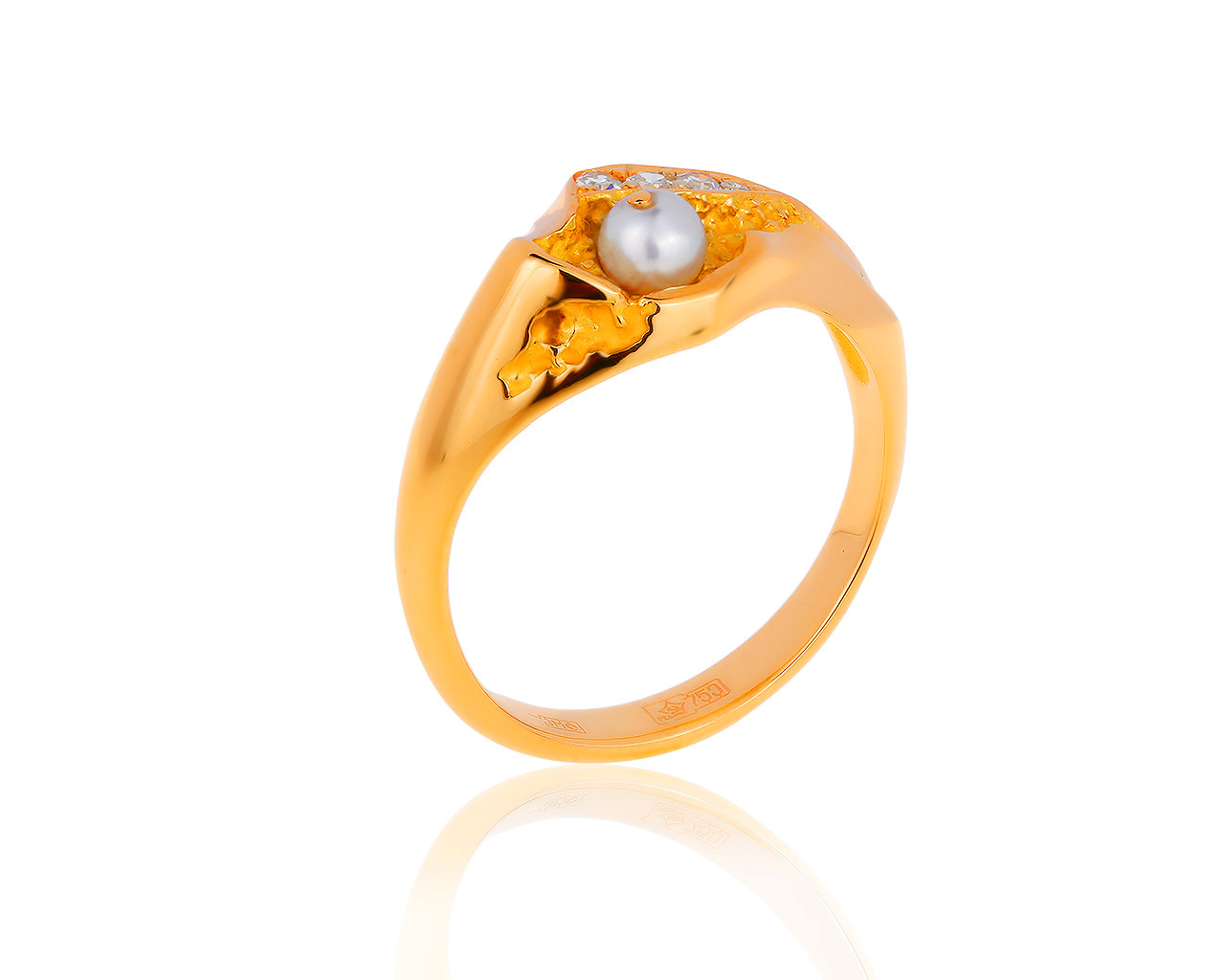Превосходное золотое кольцо с жемчугом 3.80 мм