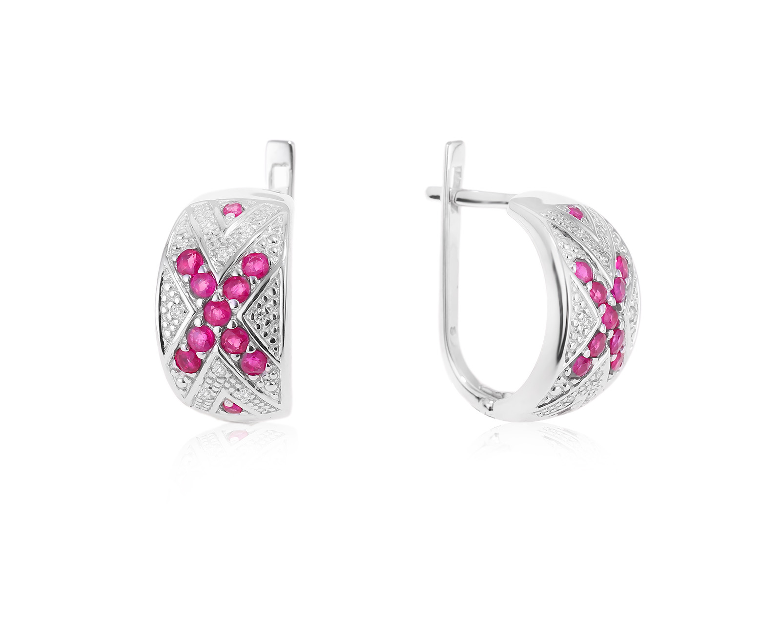 Золотые серьги с рубинами 1.00ct и бриллиантами 0.08ct 201123/9