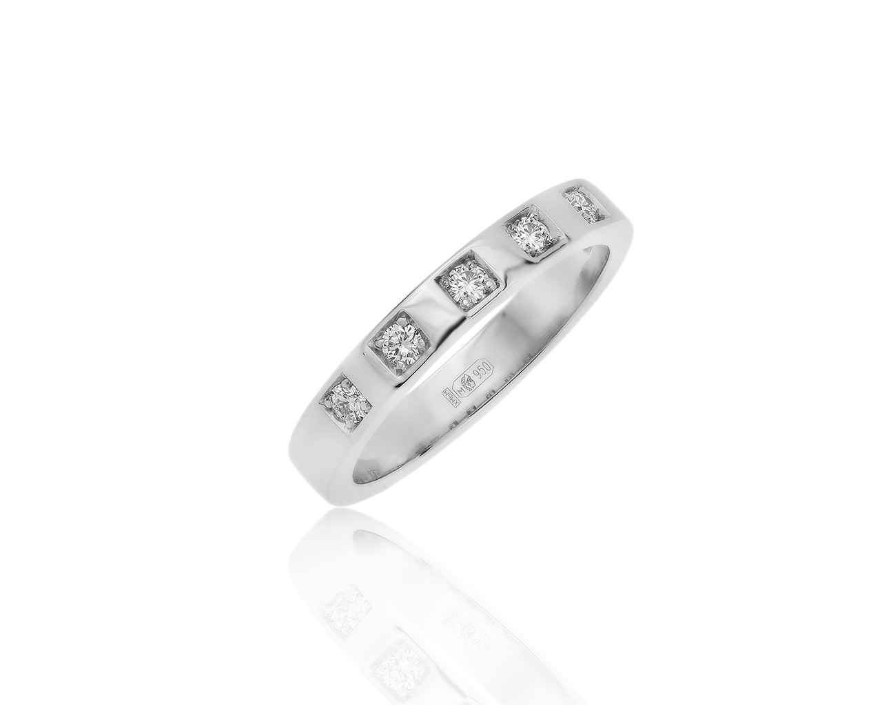 Оригинальное платиновое кольцо с бриллиантами 0.15ct Bvlgari 151219/2
