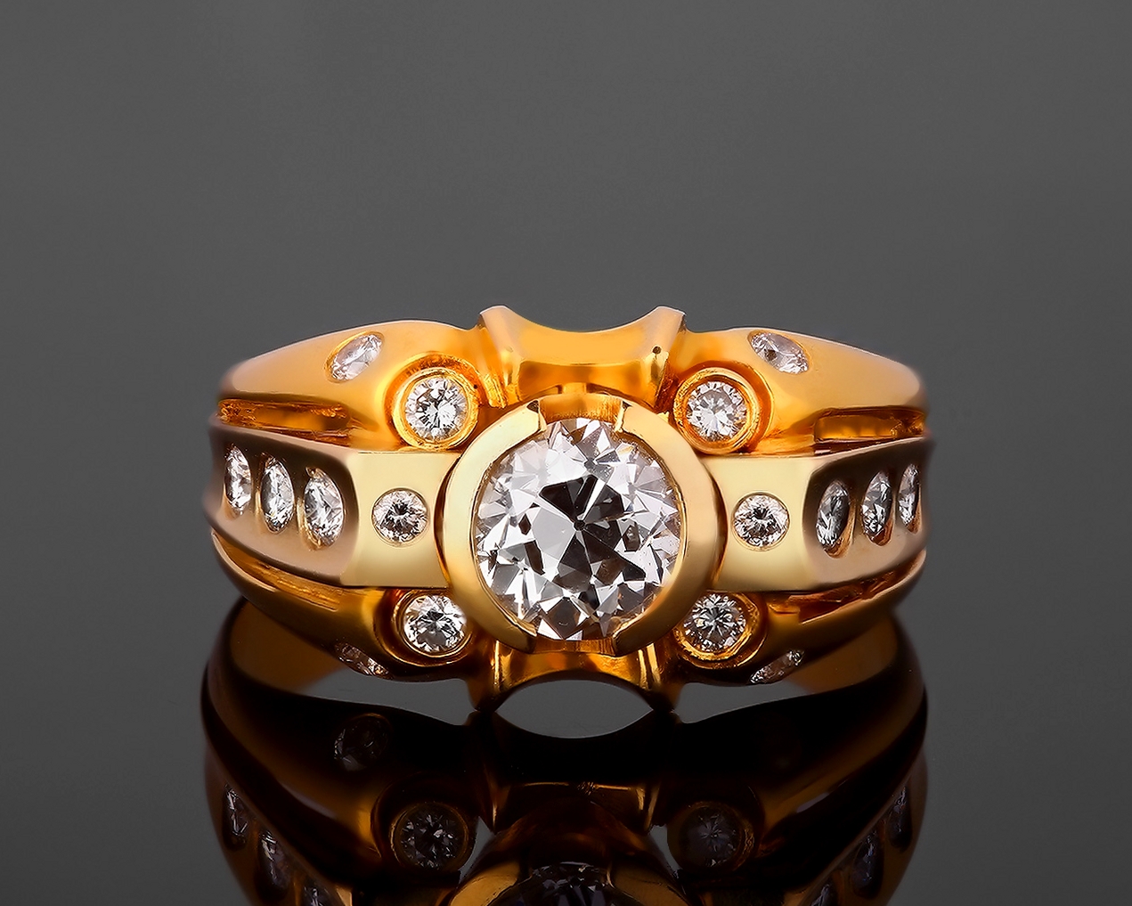 Изумительное золотое кольцо с бриллиантами 1.39ct 021217/1
