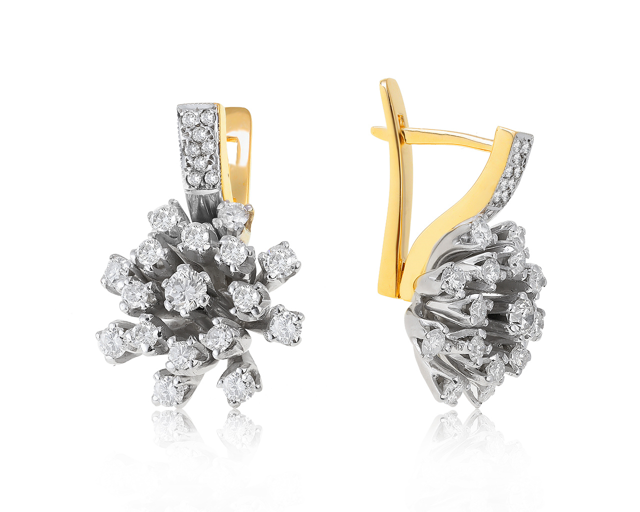 Нарядные золотые серьги с бриллиантами 2.25ct СССР 180521/6