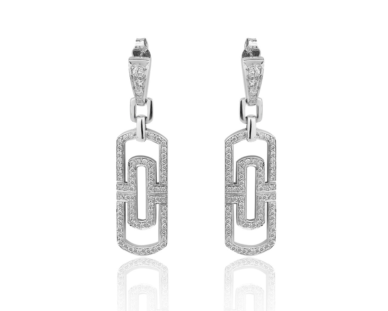 Солидные золотые серьги с бриллиантами 1.14ct 200617/4