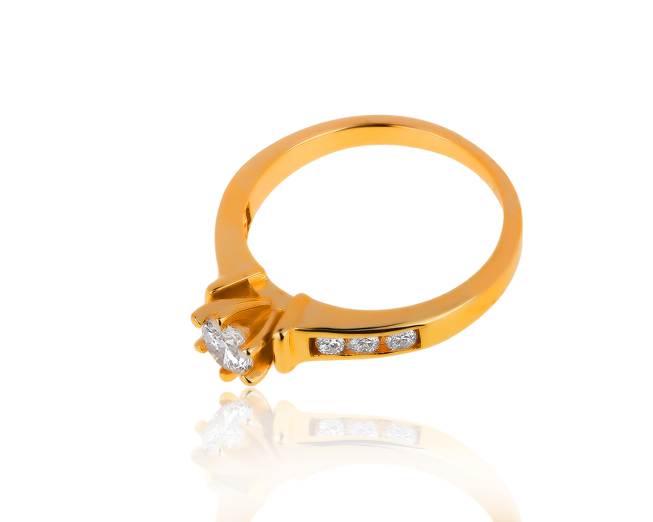 Оригинальное золотое кольцо с бриллиантами 0.48ct ЭПЛ Якутские бриллианты