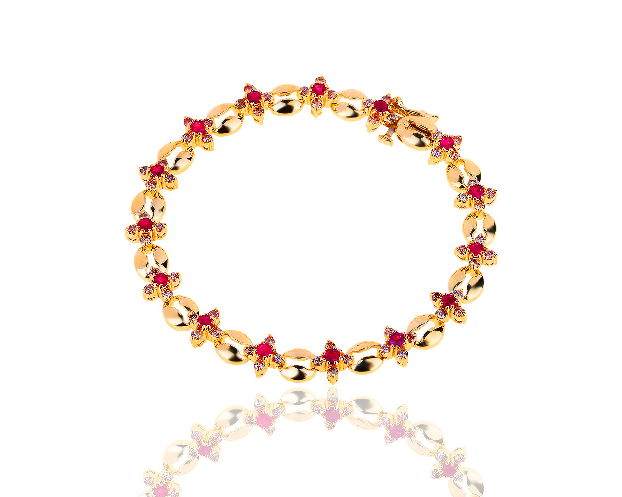 Богатый золотой браслет с бриллиантами 2.03ct и рубинами 1.52ct 250519/1