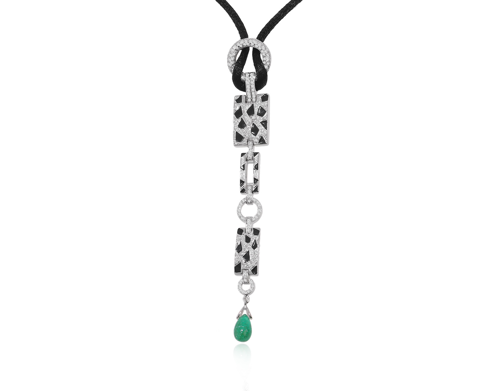 Золотой кулон с эмалью и халцедонами 4.00ct 030424/9