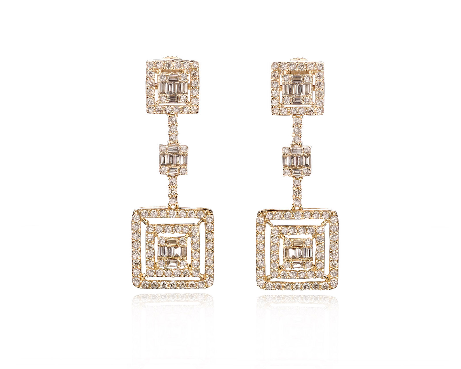 Золотые серьги с коньячными бриллиантами 1.86ct 150526/10