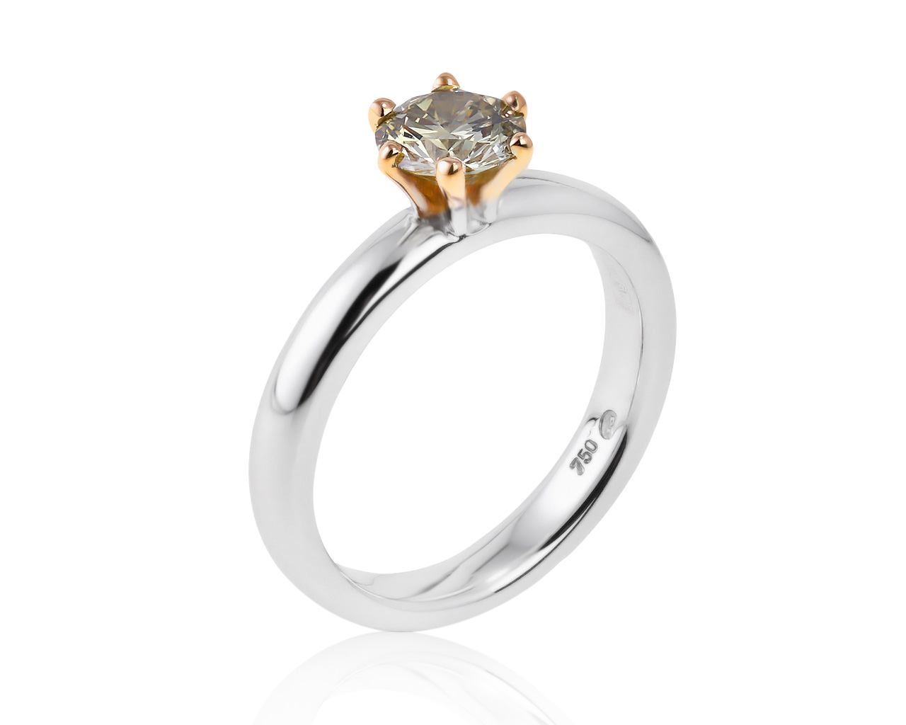 Прелестное золотое кольцо с бриллиантом 0.79ct