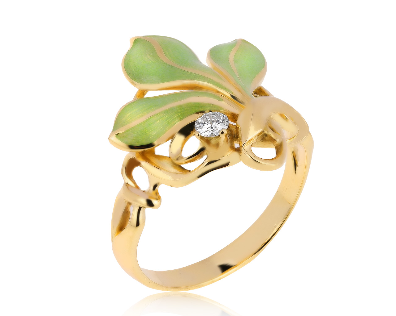 Потрясающее золотое кольцо с бриллиантом 0.10ct