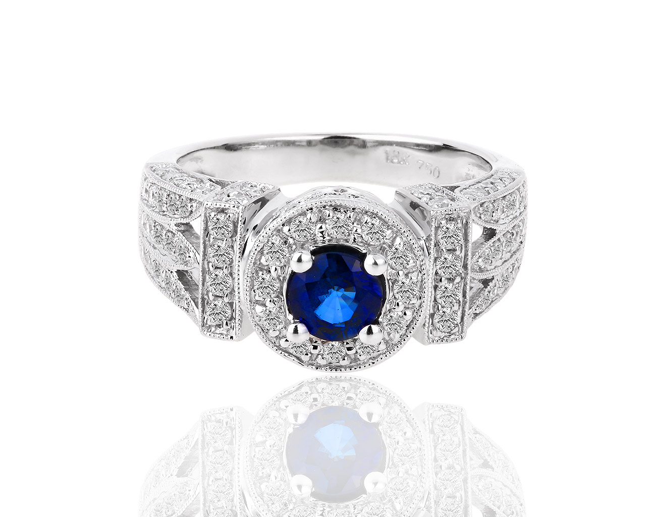 Золотое кольцо с сапфиром 0.50ct и бриллиантами 0.67ct 200918/11