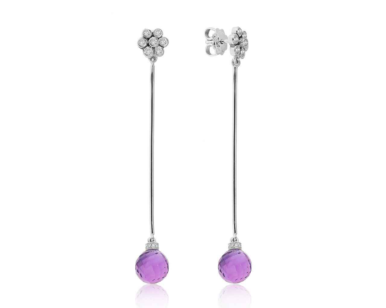 Прелестные золотые серьги с аметистами 7.36ct 030421/5