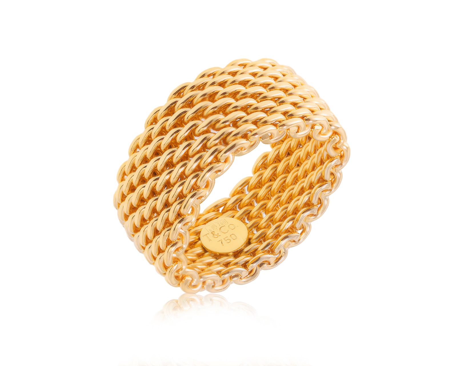Оригинальное золотое кольцо Tiffany&Co Somerset Mesh 301223/3