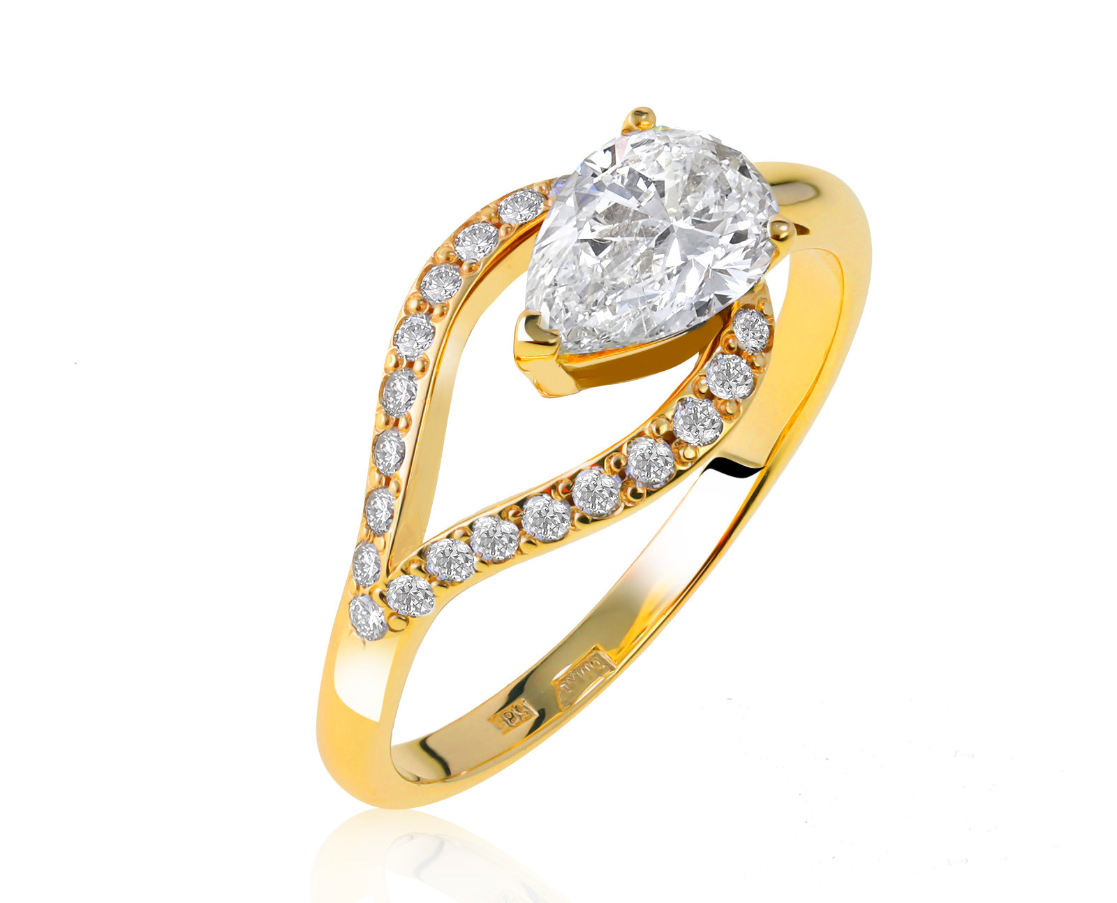 Великолепное золотое кольцо с бриллиантами 1.25ct