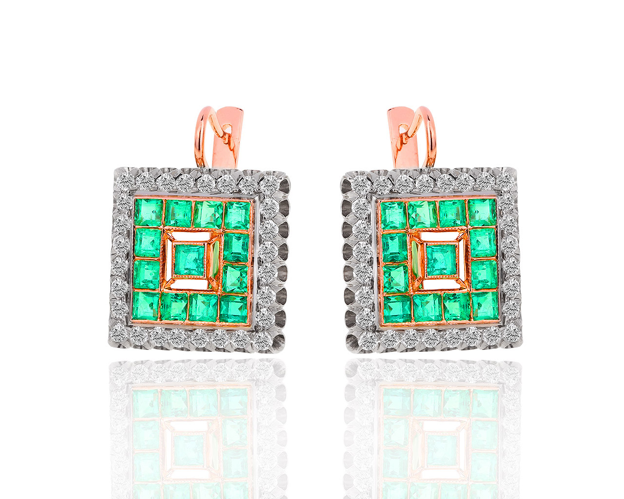 Золотые серьги с бриллиантами 1.51ct и изумрудами 3.20ct 241018/7