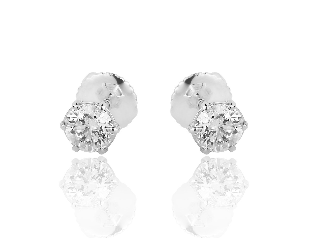 Золотые серьги пусеты с бриллиантами 1.48ct 180717/11