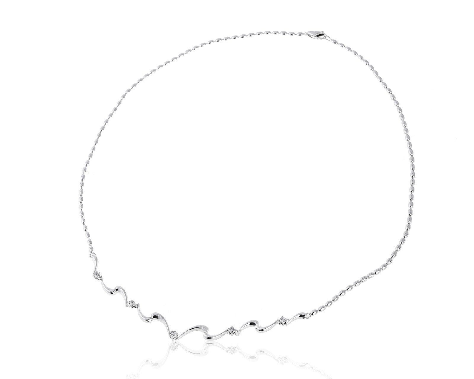 Женственное золотое колье с бриллиантами 0.35ct