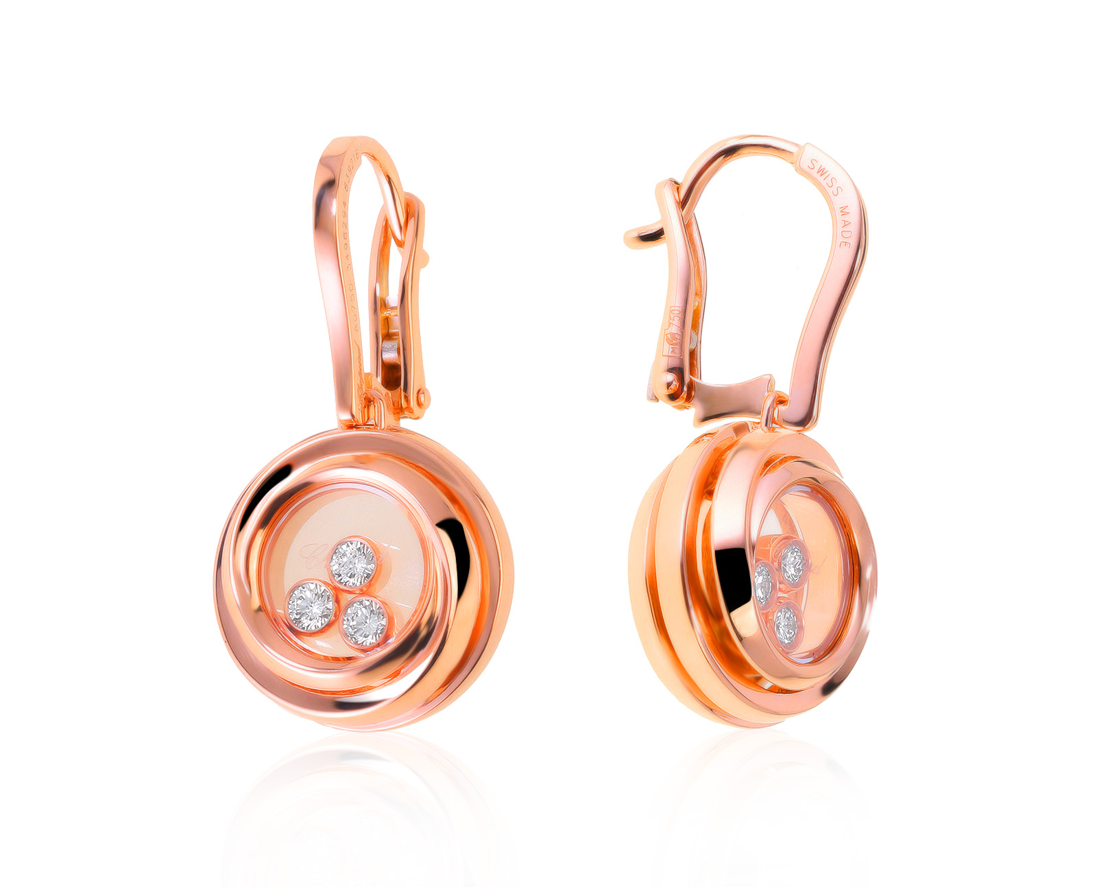 Оригинальные золотые серьги с бриллиантами 0.30ct Chopard Happy Diamonds 150921/1