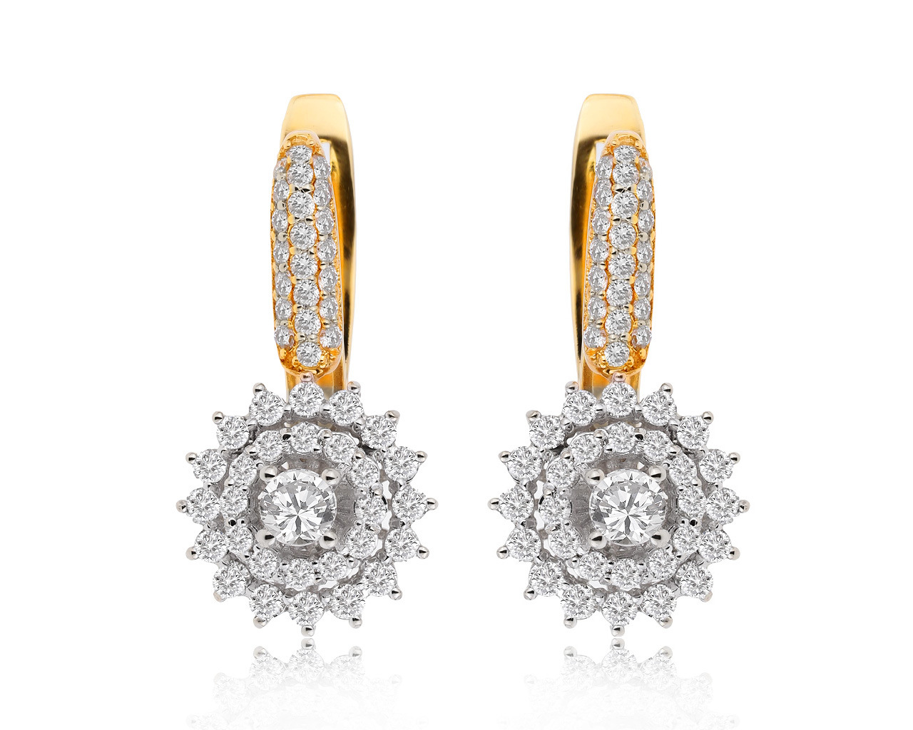 Нарядные золотые серьги с бриллиантами 2.30ct 280920/26