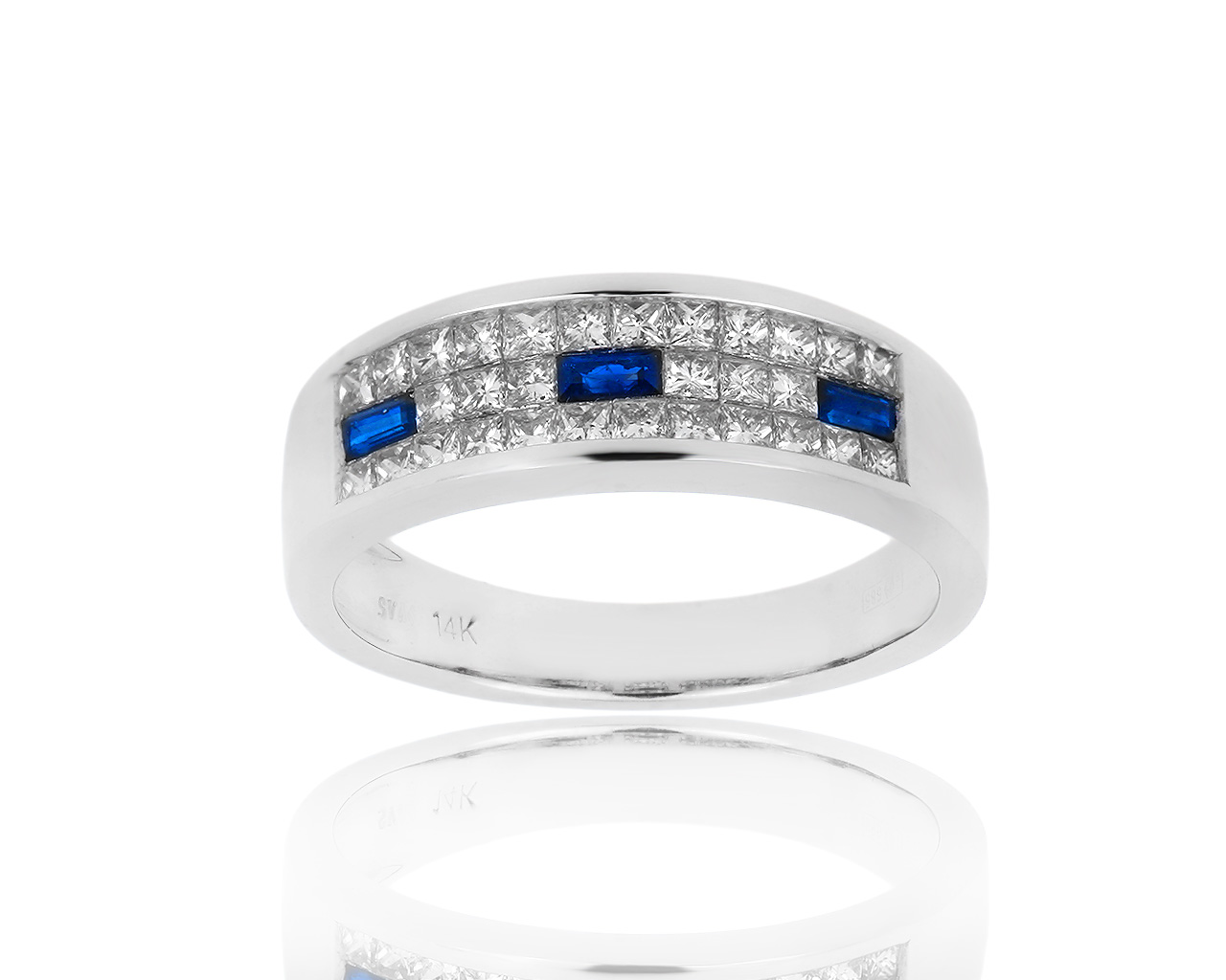 Золотое кольцо с сапфирами 0.12ct и бриллиантами 0.60ct 180316/4